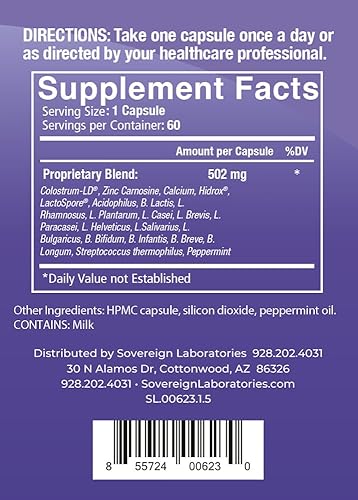 Miniatura 2 de Stomach Armor - Probiótico y preestable - Calostro liposomal LD mejorado. Las manchas beneficiosas colonizan y promueven la salud intestinal,