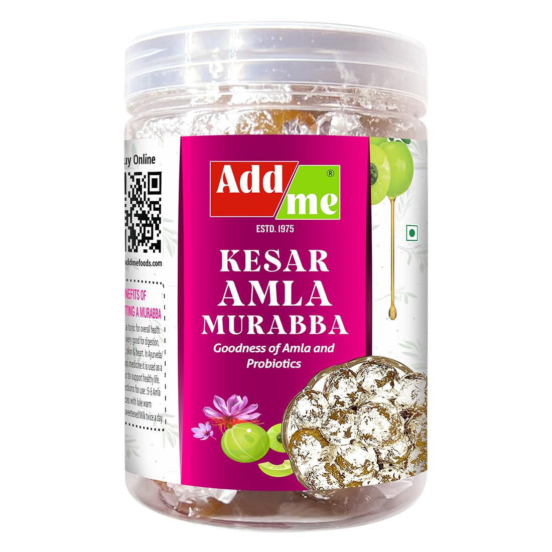Add Me Sweet Vark Amla Murabba Dry Without Sugar Syrup 800gm Pet Jar Amala murraba with Pure Vegetarian Silver Coating