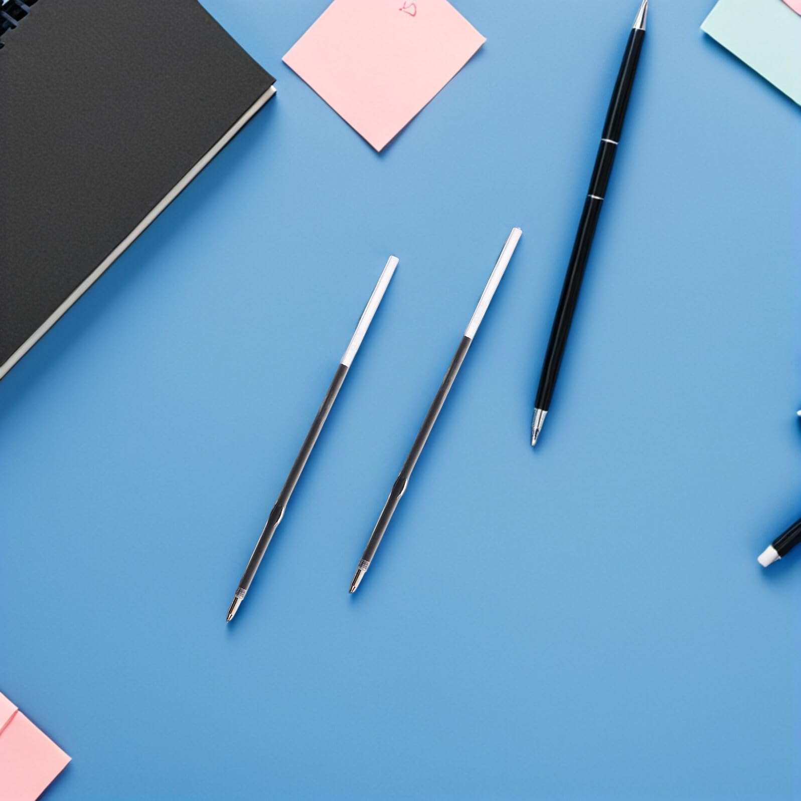 600 Pièces Recharges de Stylo à Bille Noir Recharges Encre Remplaçables Haute Capacité pour Stylos à Bille Rétractables Compatibles pour Bureau et École
