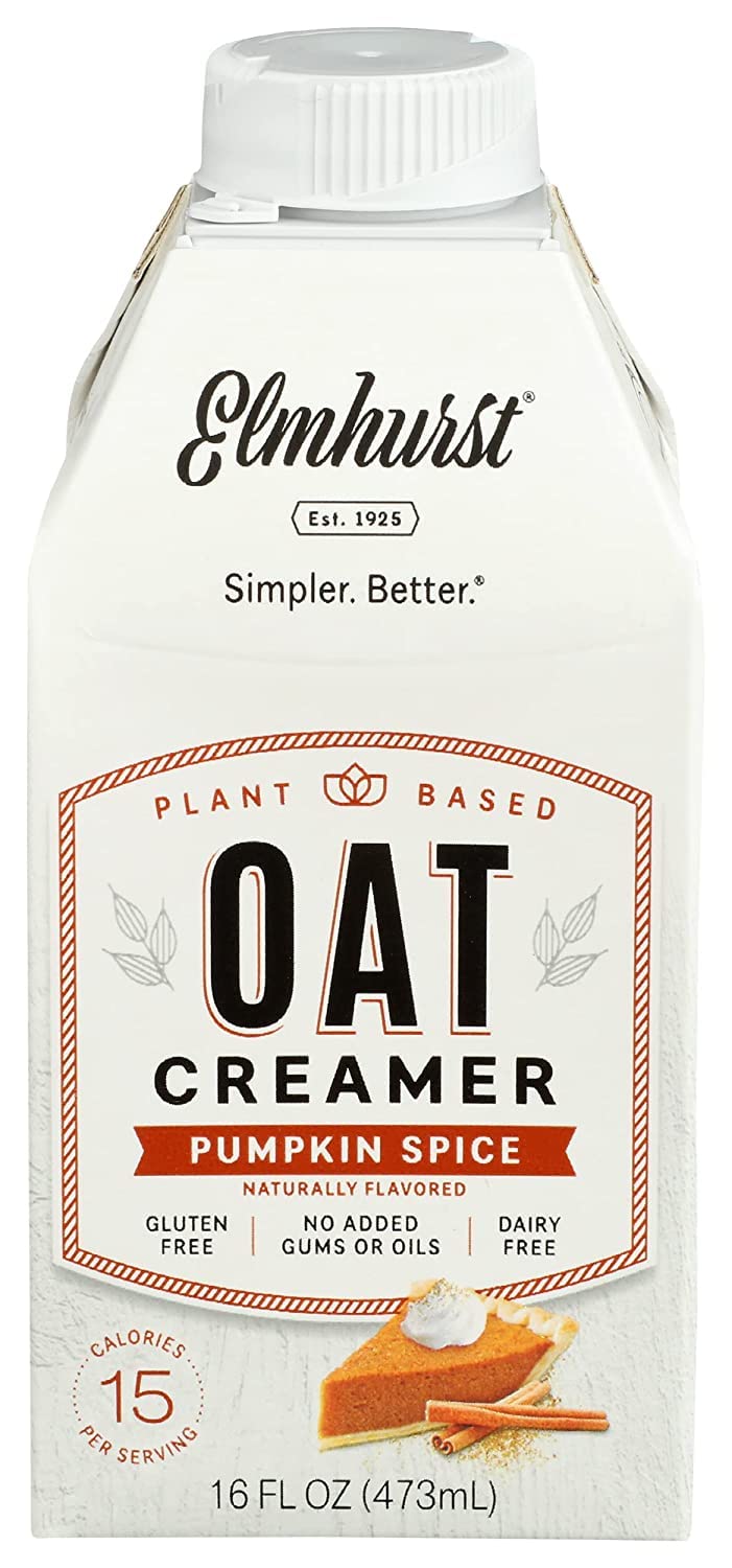 Elmhurst 1925 Pumpkin Spice Oat Creamer, Plant-Based, Dairy-Free, Vegan, 16 Fluid Ounce (Pack of 6)