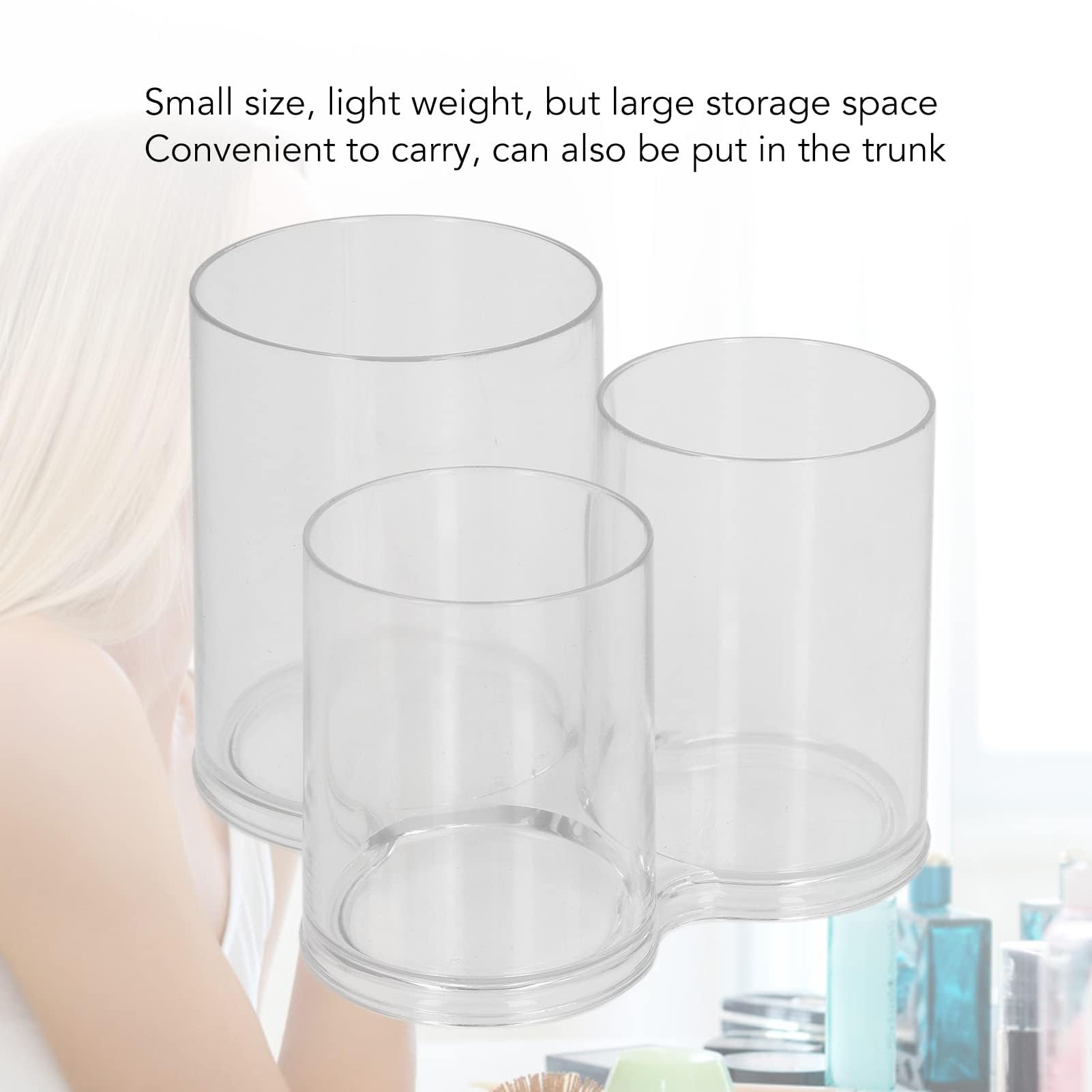 TOPINCN Portapenne in acrilico, contenitore rotondo trasparente per pennelli da trucco, tazze da scrivania per utensili, organizer cilindrico in plastica per cosmetici, per fondotinta, rossetto, per