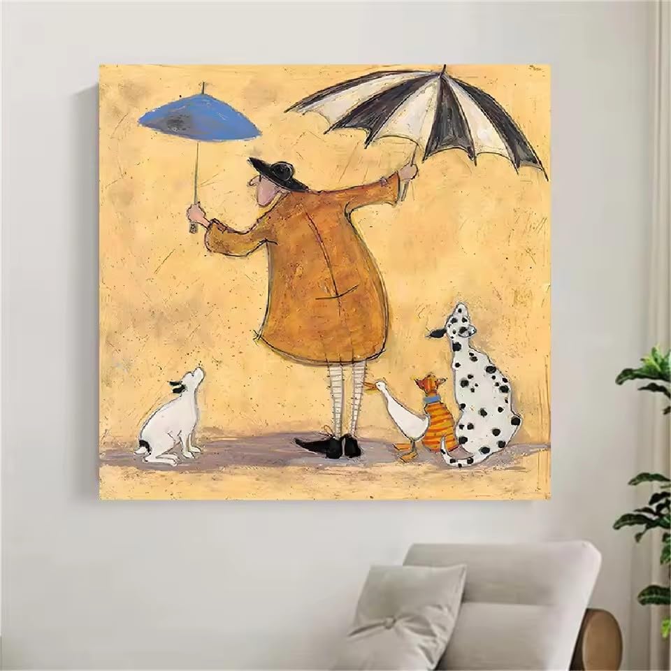Tableau abstrait d'animaux 70x70cm pour réchauffer l'ambiance de votre salon