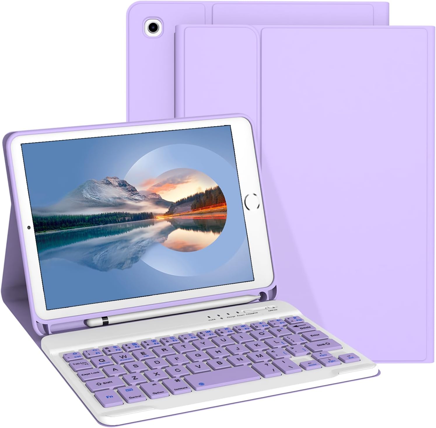 Keyboard Case for iPad Mini 5th & Mini 4th Generation 7.9 Inch [Magnetic Detachable Wireless Keyboard][Support 3 System] Flip Stand Case with Pencil Holder for iPad Mini 4/5 7.9", Purple