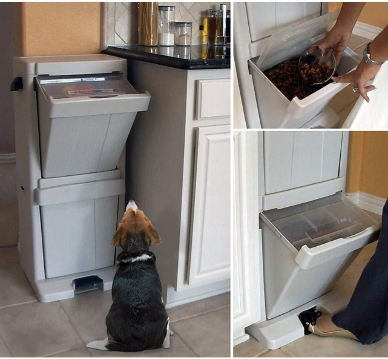 Pet Stuff Grey/Black Storage Tower Plastic