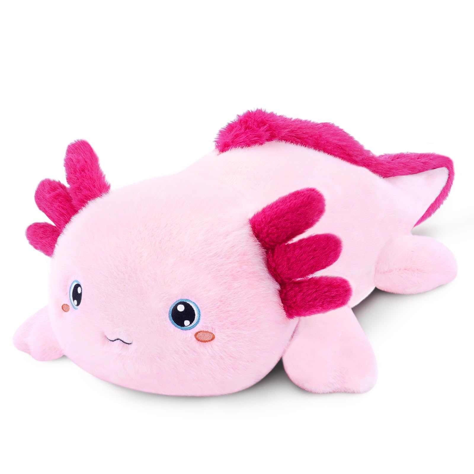 SQEQE Gewichtetes Axolotl Kuscheltier, Weiches Axolotl Plüschtier Kuscheltierkissen mit Gewicht, Niedlich Rosa Plüschtiere für Kinder und Erwachsene 25CM