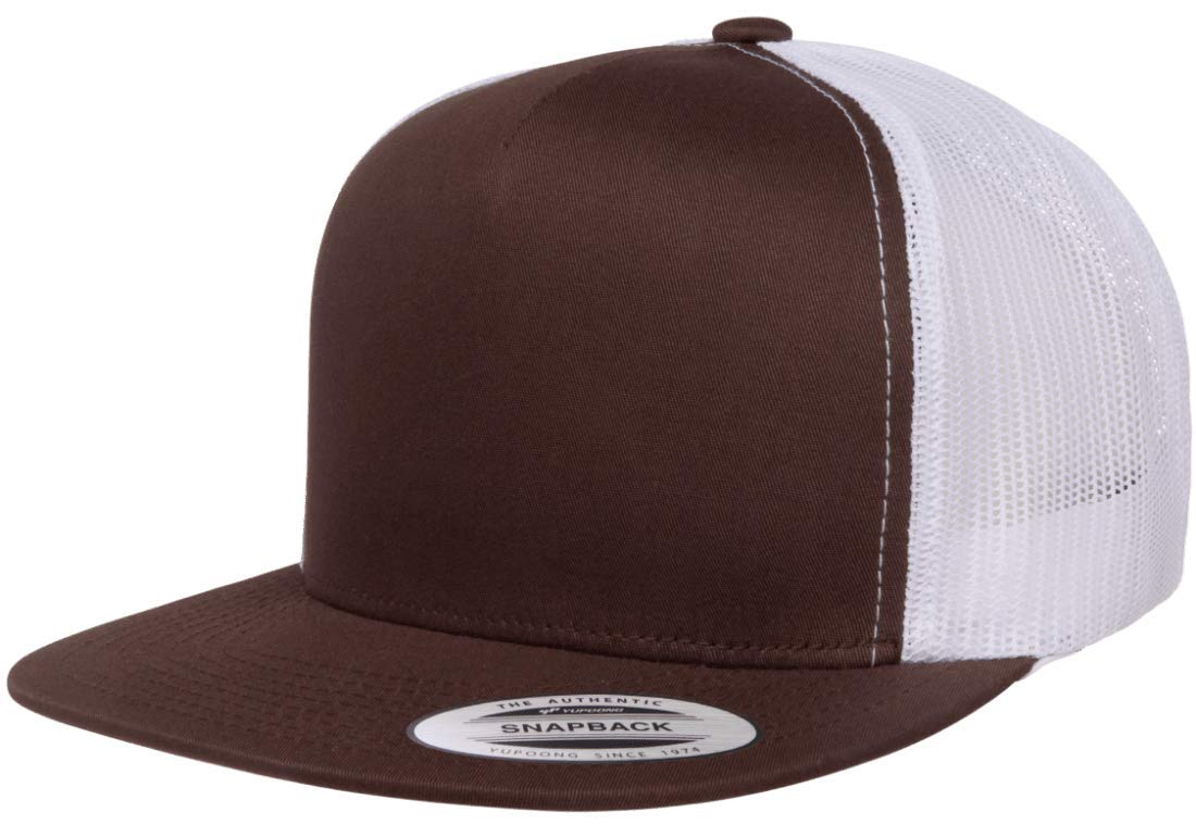 Yupoong 5-Panel YP Classic Trucker Cap | High Profile Flat Visor Snapback | OSFM | Bulk Packs Available
