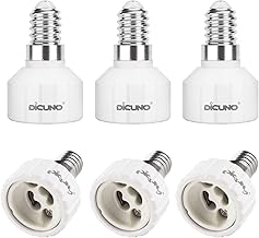 DiCUNO Lampenadapter E14 auf GU10 Lampenfassung Konverter, Lampensockel von E14 auf GU10 für Glühbirnen, LED Lampen, Max. Leistung 200W, 0-250V, Hitzebeständig bis 160°C, 6er Pack