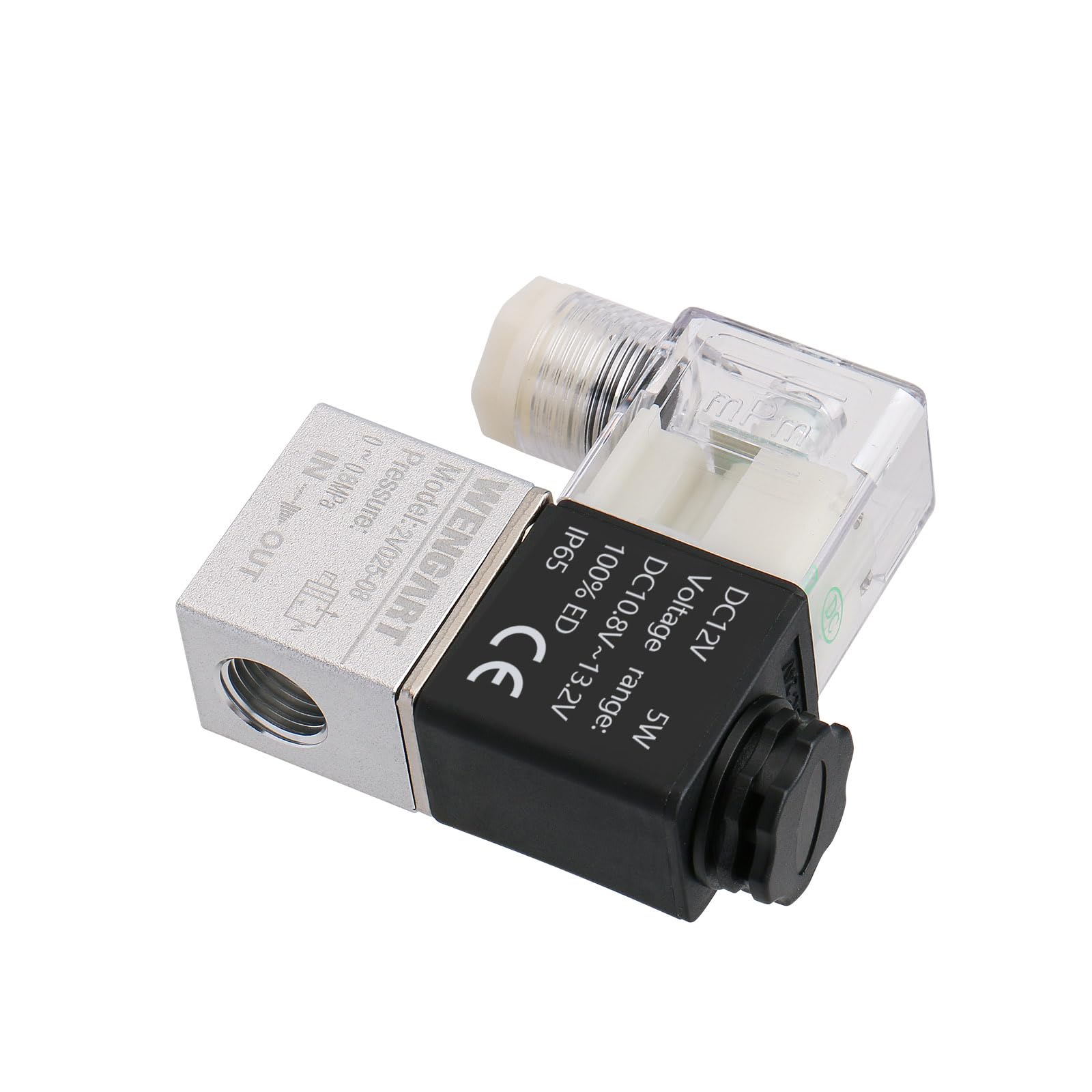 Wengart Pneumatic Solenoid Valve 1/4"PT 2V025-08,Single Coil Pilot-Operated Electric,2 Position 2 Way for Powerful Electromagnetic Control (DC12V/DIN Socket)