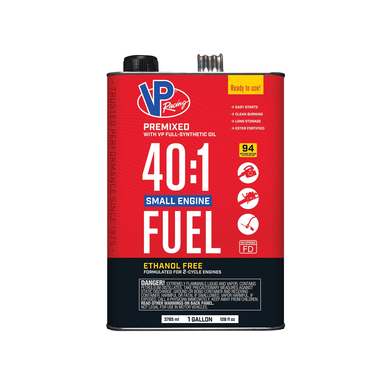 VP Racing Fuels 6291, Ready to Use, 40:1 Premixed 2-Cycle Small Engine Fuel (SEF) - Gallon (4 Pack)