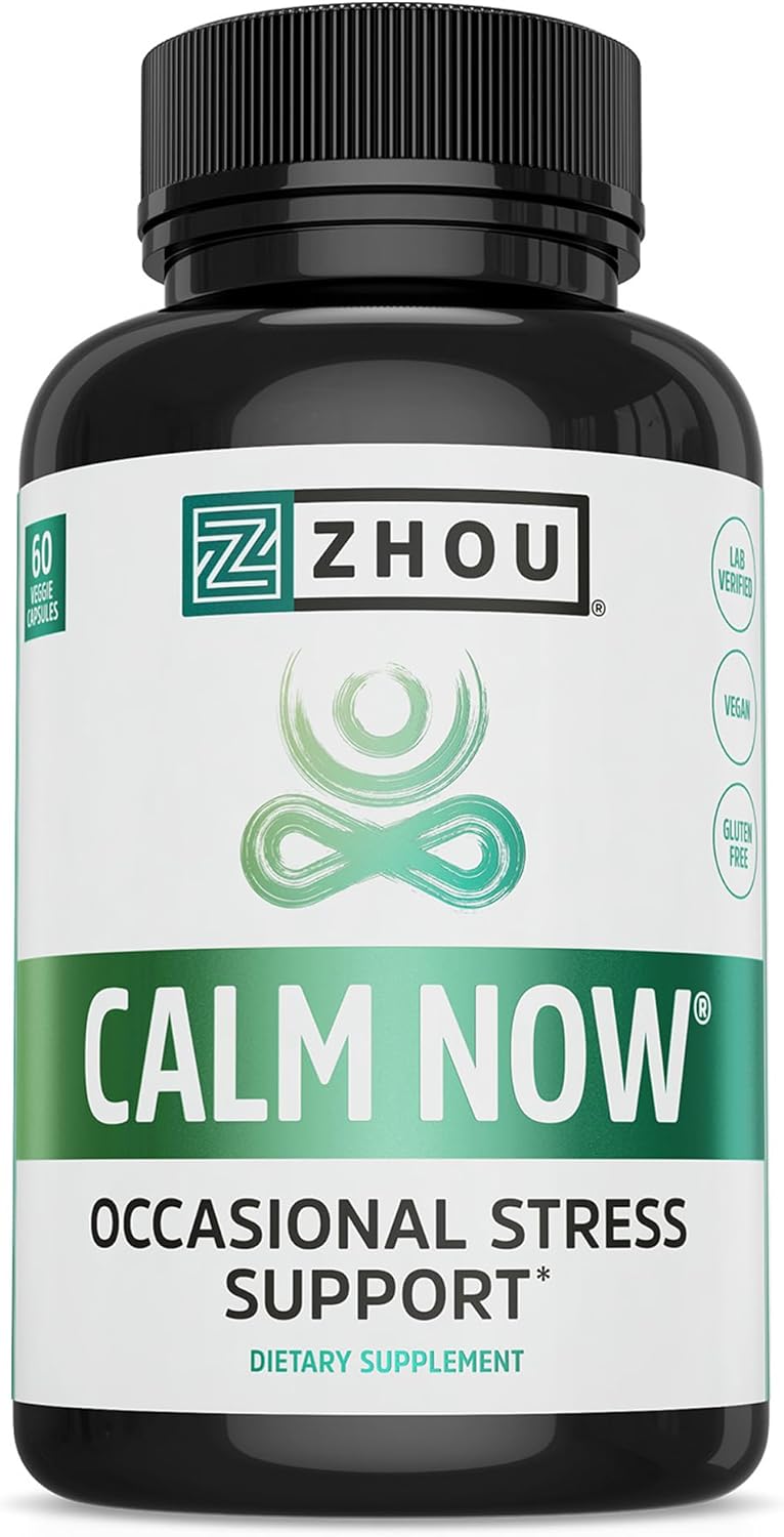 Zhou Calm Now – Calm Supplement, Calm Vitamins for Women & Men, Pills to Relax for Adults with GABA & Ashwagandha, Stress & Focus Support – 60 Veggie Capsules Zhou Calm Now – Calm Supplement, Calm Vitamins for Women & Men, Pills to Relax for Adults with GABA & Ashwagandha, Stress & Focus Support – 60 Veggie Capsules