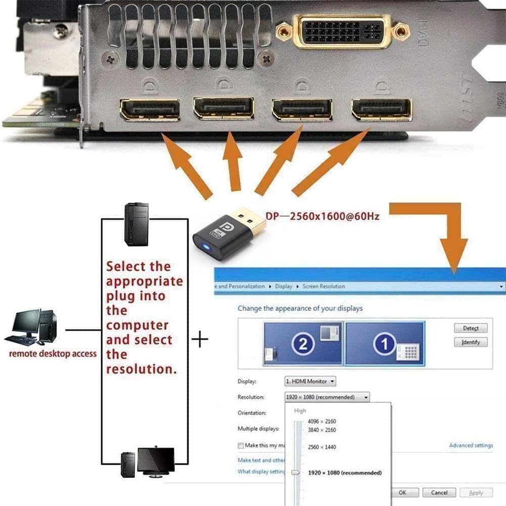 DP Dummy Plug Virtual Display Adapter EDID Headless Emulator 4K DP Displayport Display per scheda video Accessori Virtual