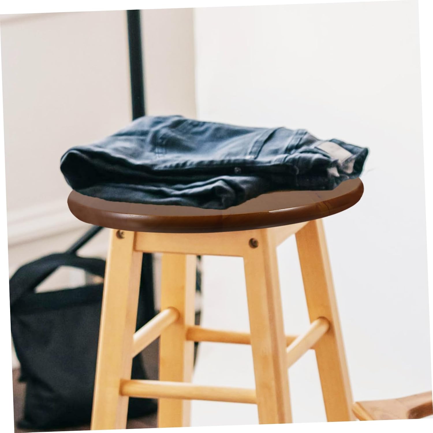 Healifty Round Wooden Stool Seat Replacement Panel Rubberwood Round Edge Cover for Bar Stool Chair Seat Accessory with Polished Smooth Surface Vintage Finish for Canteen and Kitchen Seating