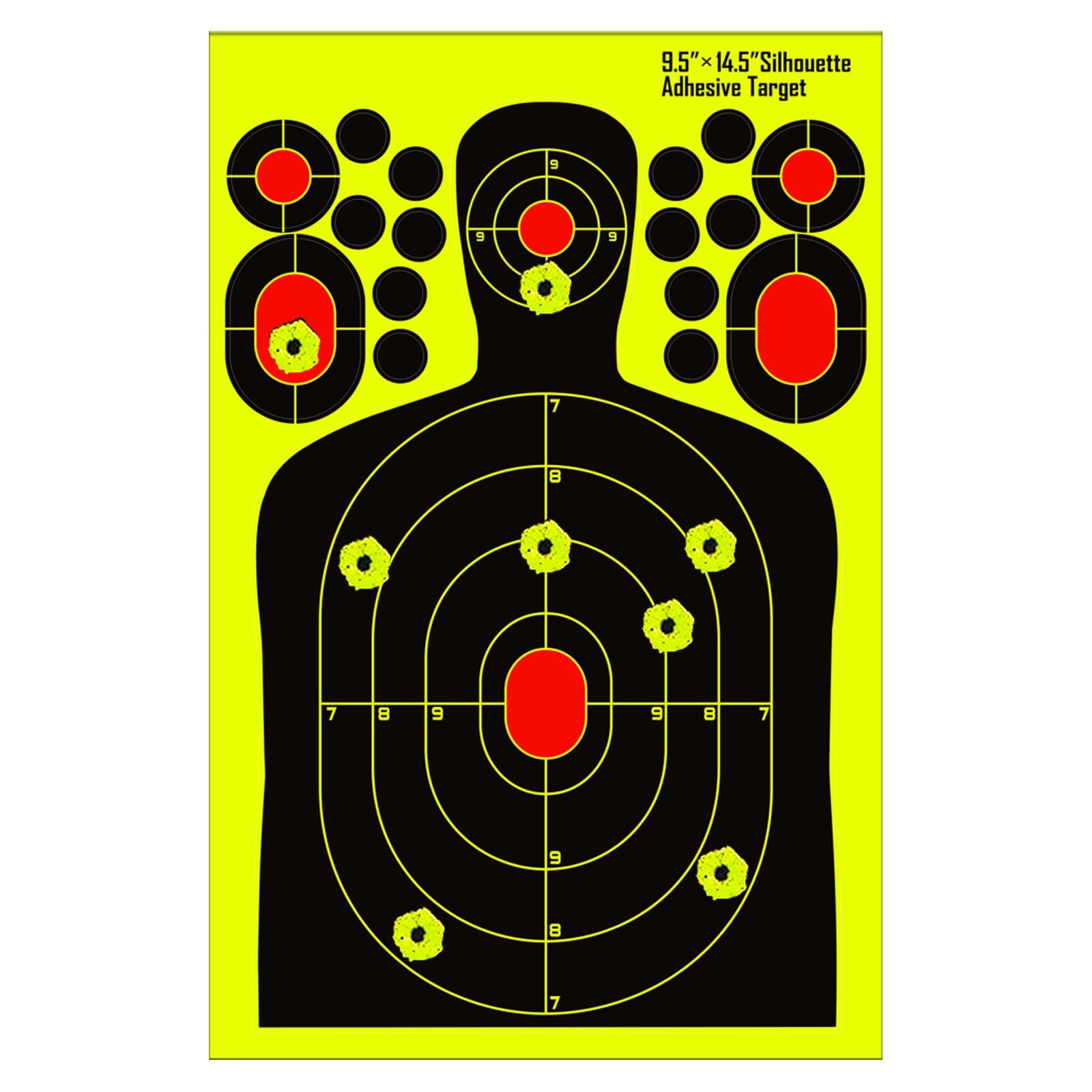 PTPHJEG 9.5x14.5 inch Silhouette Splatter Targets - Bright Fluorescent Yellow Easily seen on Impact When Hitting Target for BB Guns, airguns, Rifles, Indoor and Outdoor ranges (25 Pack)