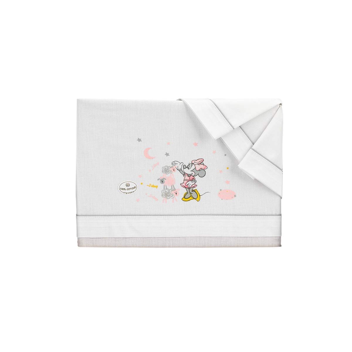 Interbaby Set Lenzuola Per Lettino 70X140 Disney Minnie Bianco E Grigio - 340 g