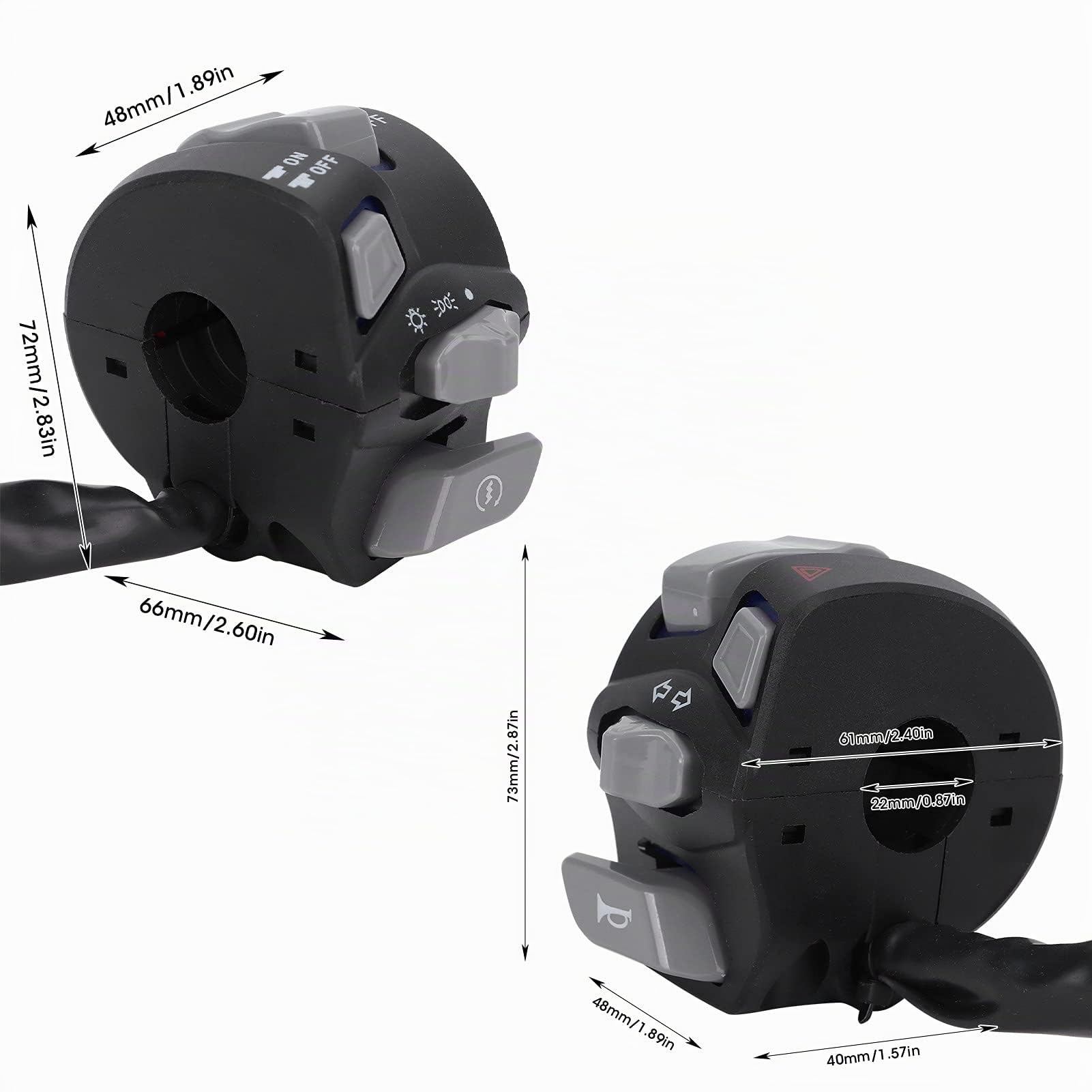 22mm Motorrad Lenker Schalter Wasserdicht Universal für Blinker Licht & Hupe
