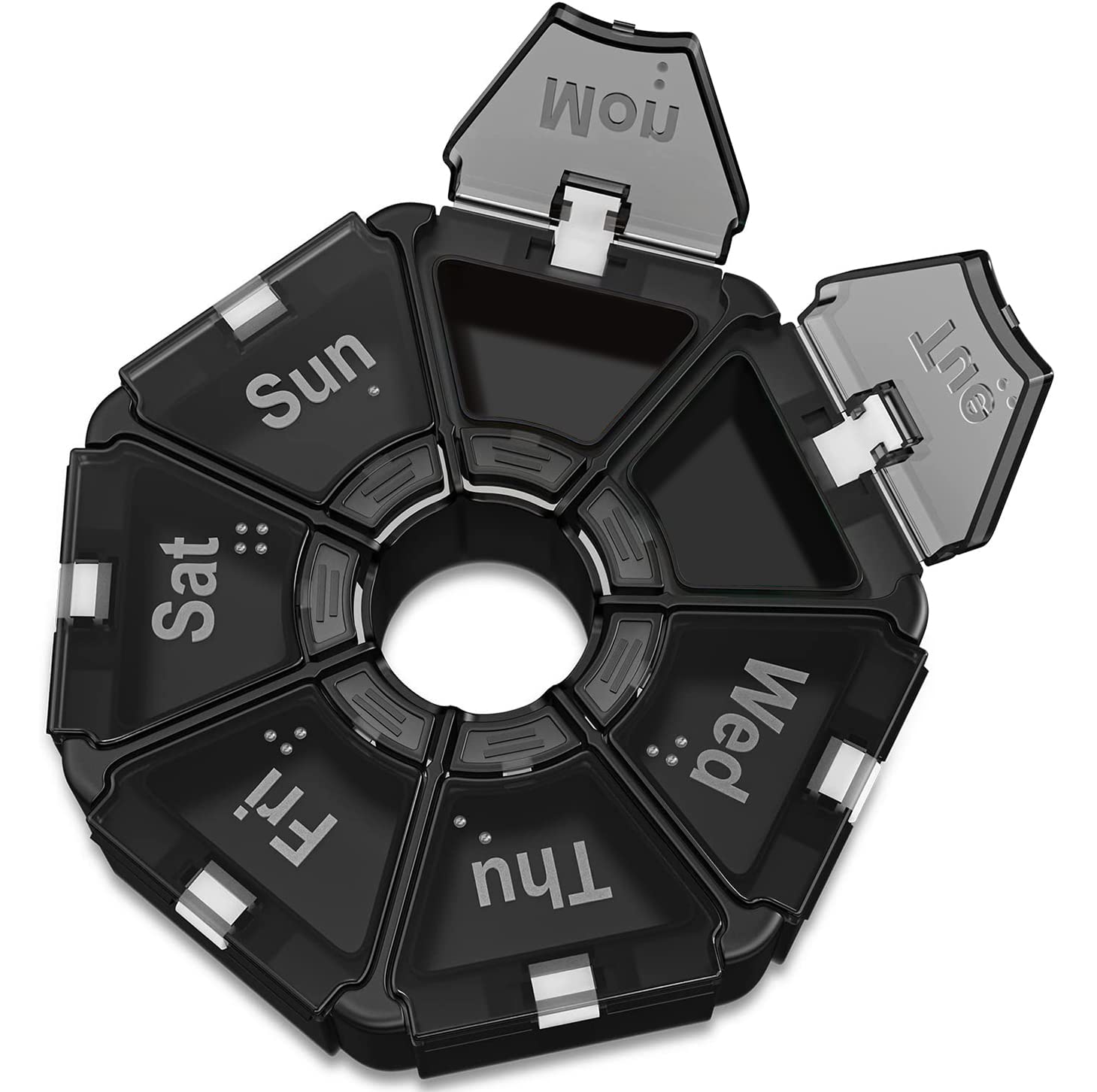 AUVON Large Pop-Open Pill Organiser Box, Arthritis Friendly Weekly Tablets Box, Very Good Size for The Daily Vitamins, Fish Oil, Capsules, Aspirin, Tablets, Supplements