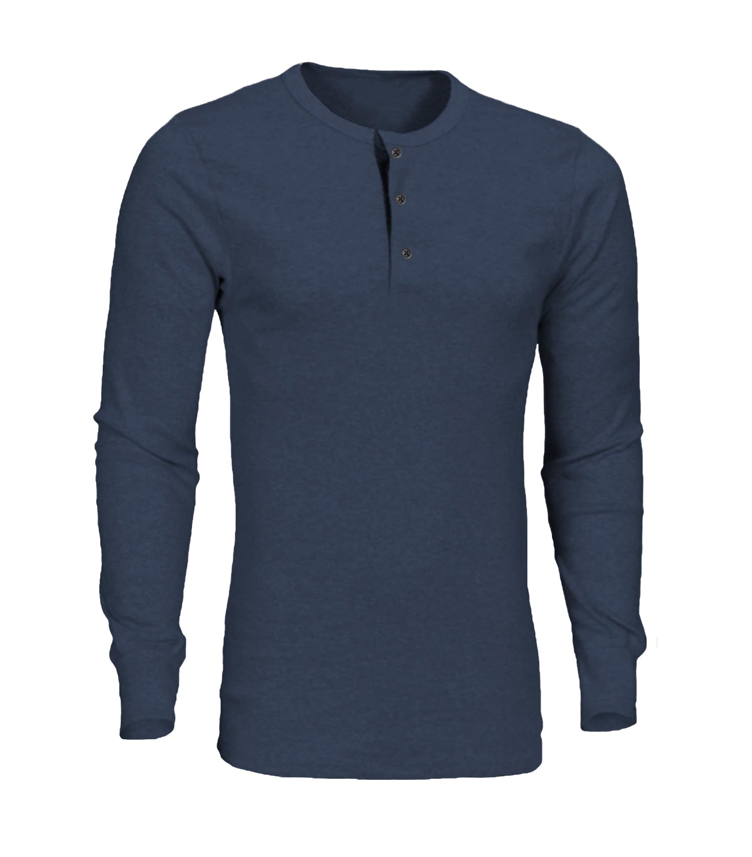 Mens Grandad Button Collar Long Sleeve Henley Shirt Tee Cotton Jersey Top