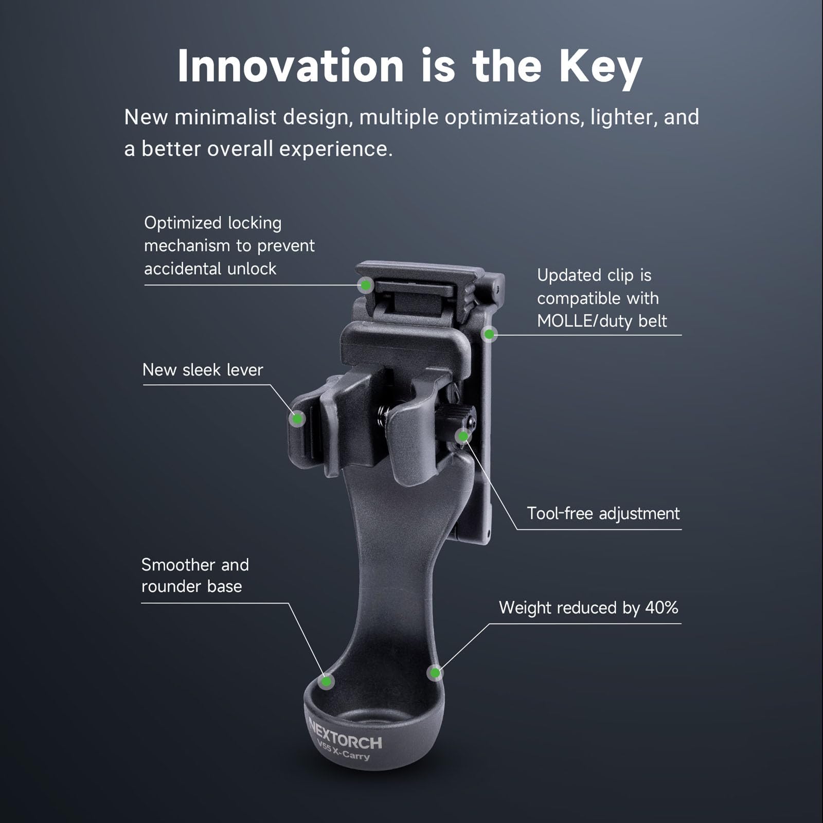 Nextorch V55 X-Carry Étui Pour Lampe – Nylon, NQD Dégagement Rapide, 360°, Compatible MOLLE