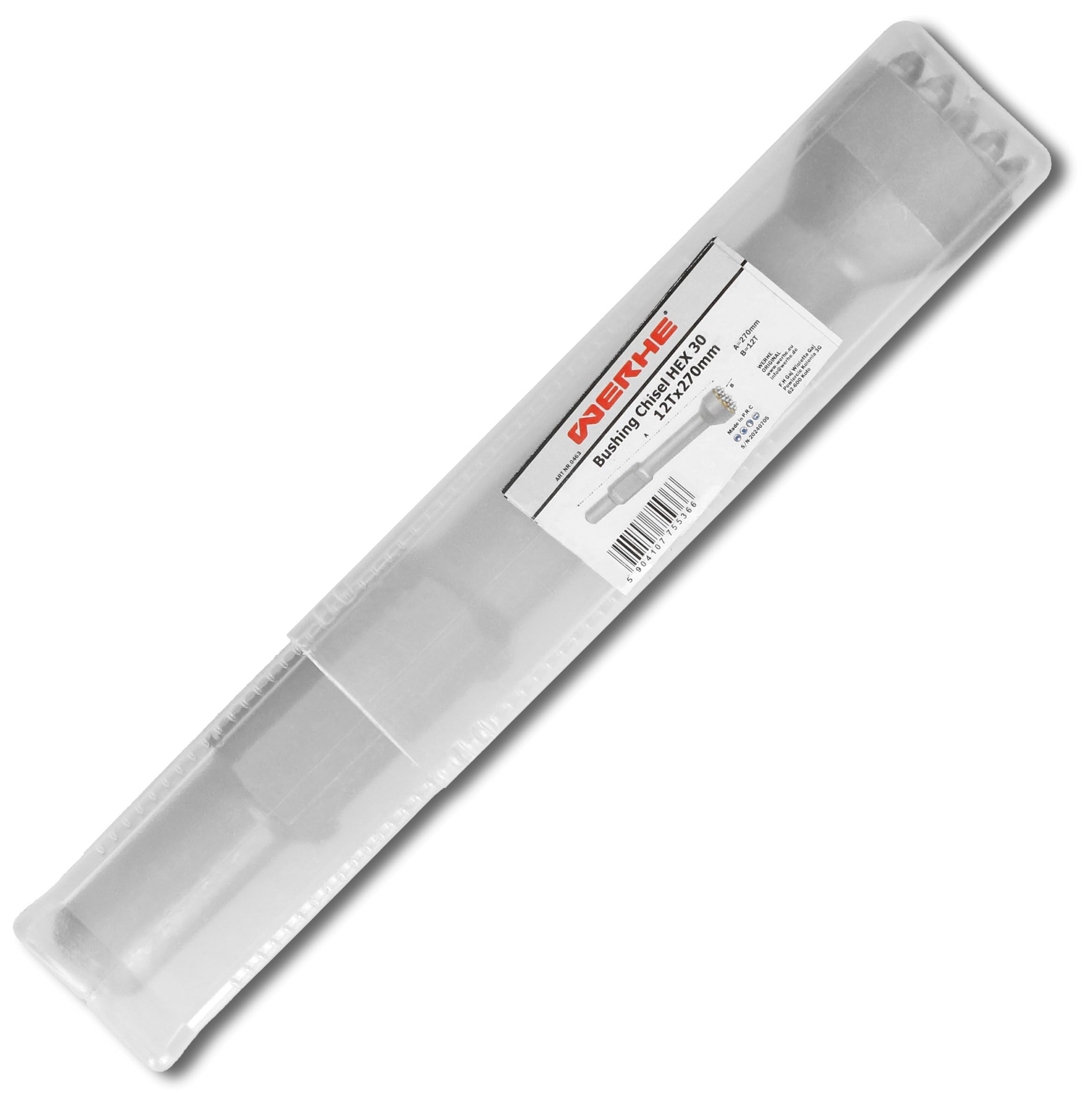 WERHE® Bocciardatore HEX30 – 12 denti, 270 mm – Robusto utensile a scalpello per la lavorazione del calcestruzzo – quadrato