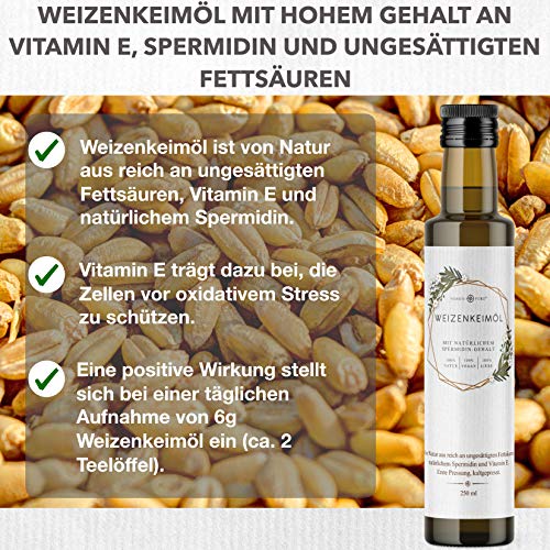 Foto von Weizenkeimöl von Nordic Pure | Kaltgepresst mit Spermidin und viel Vitamin E | Weizenkeime mechanisch gepresst (250 ml)