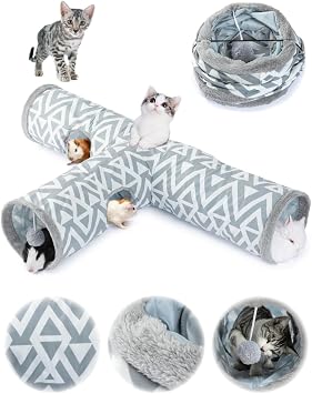 JanYoo Plush Rabbit Hideout Bunny Tunnel and Tube 3 Ways Guinea Pig Tunnel