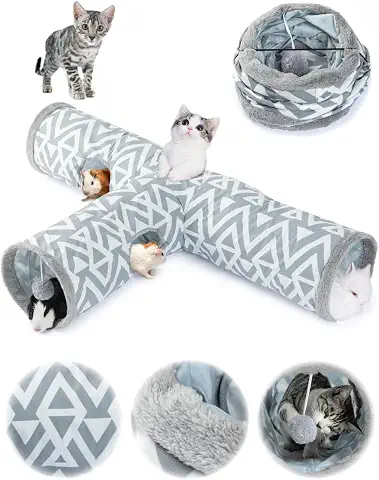 JanYoo Tunnel Chat et Lapin 3 Voies en Peluche