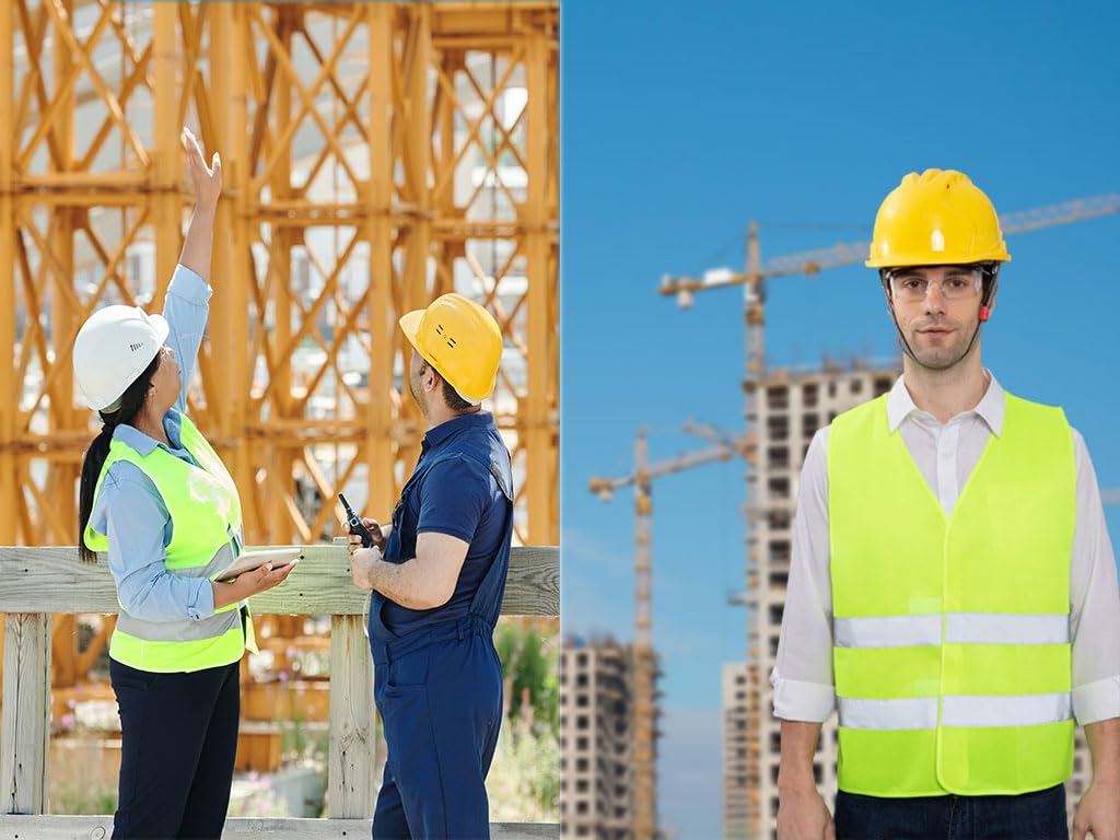 Lot de 10 Gilet Réfléchissant pour Voiture, Gilet Reflechissant avec de Bandes Réfléchissantes, Gilet De Sécurité Haute Visibilité, pour Voiture, Chantier
