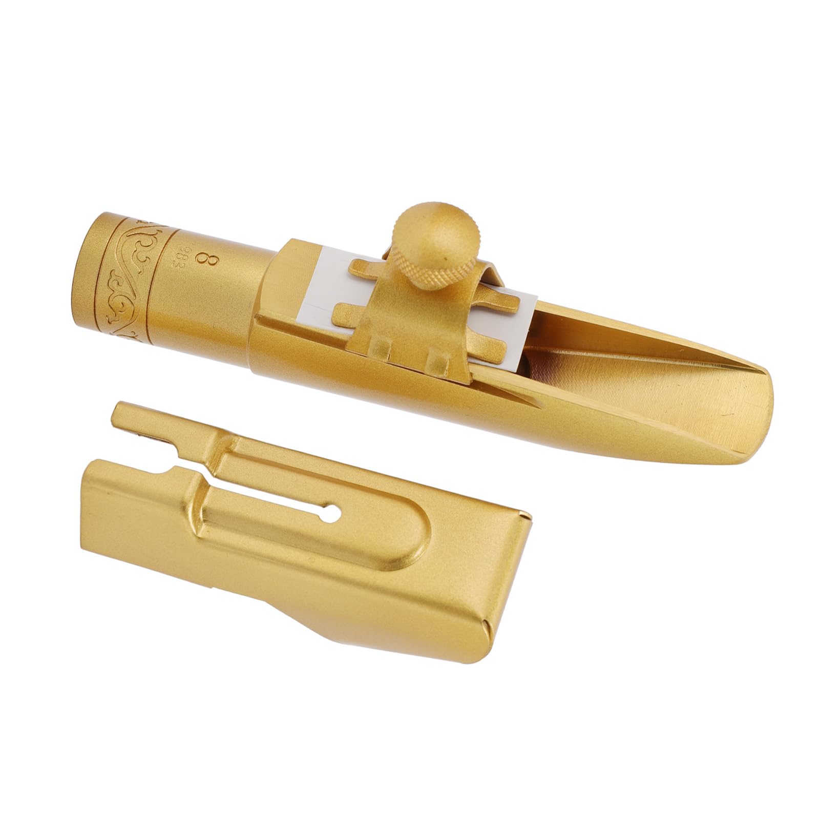 Bocchino per Sassofono Contralto in Metallo Ottone 8C, Bocchino per Sax, Parte di Ricambio per Sassofono con Cappuccio, Ideale per Professionisti, Principianti e Studenti