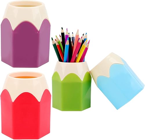 Miniatura 8 de 4 soportes para bolígrafos con forma de lápiz, organizador de almacenamiento de lápices, lindo vaso de escritorio para bolígrafos, contenedor de