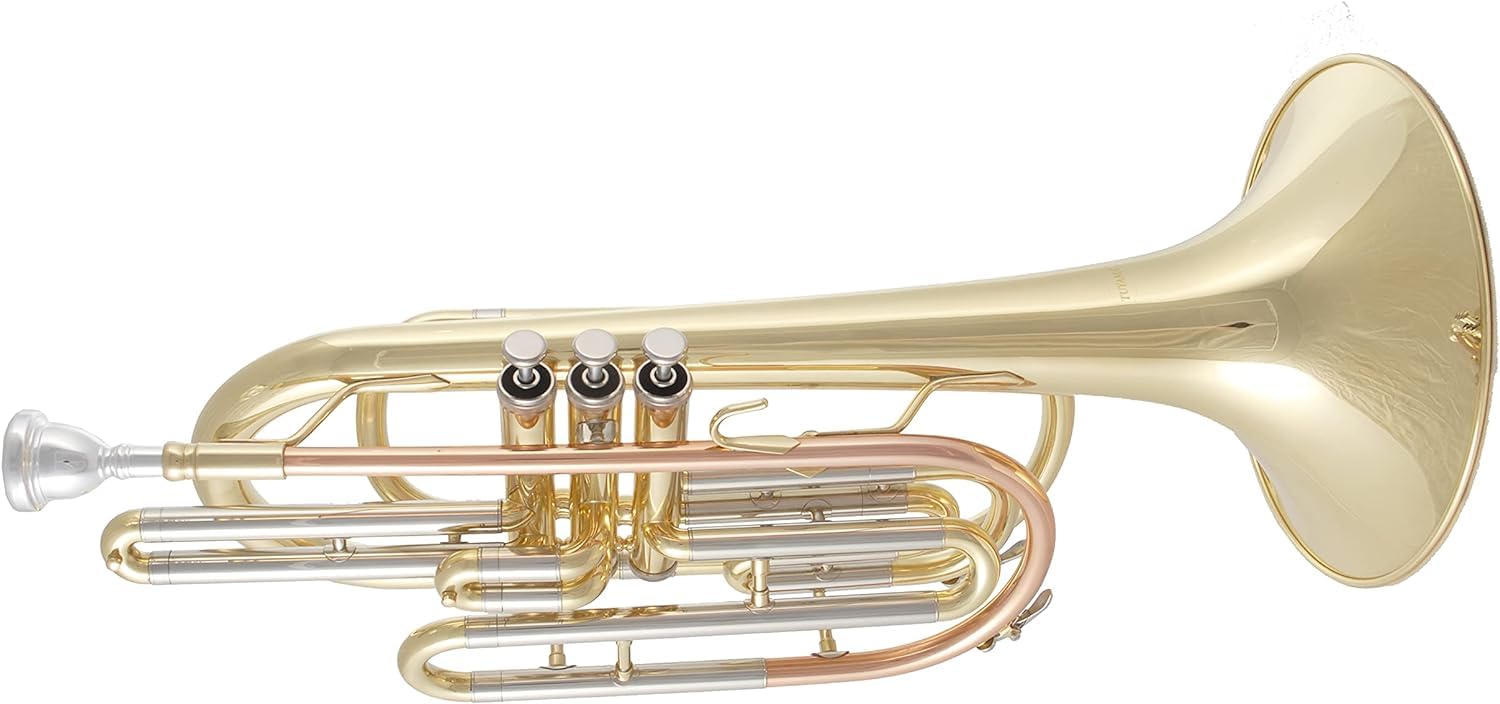 TMP-377 Basstrompete in B - Marching Posaune mit Goldmessing-Mundrohr - Marschposaune in Bb