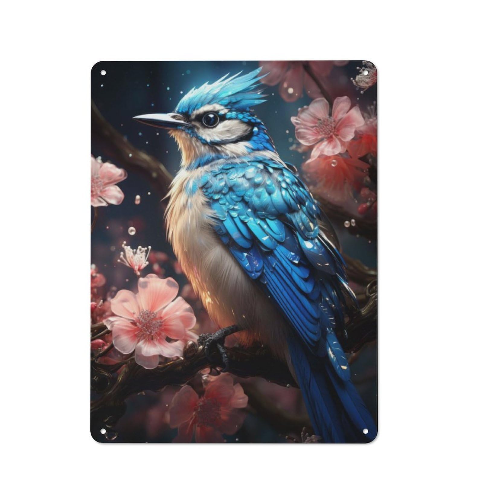 Junmoney Blue Jay Metal Plaque 40X30cm With For Pub Or Café, Rustic Decor, For Garage, Workshop And Man Cave Decoration