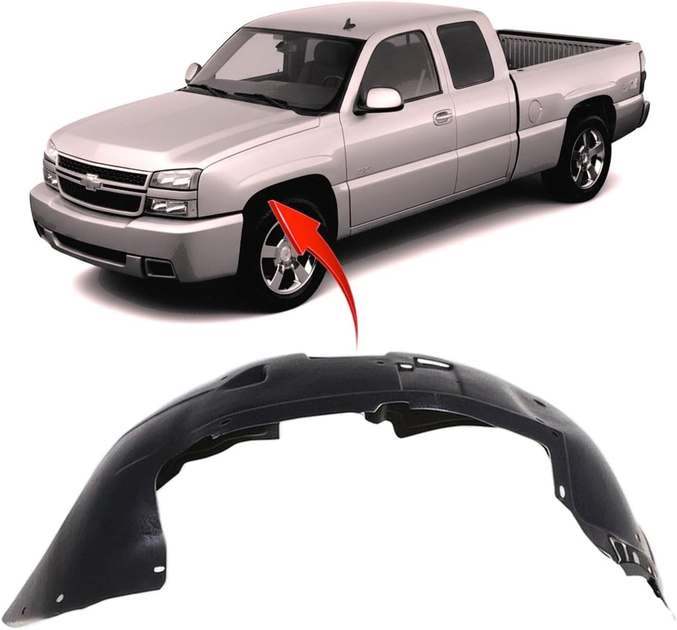 FitParts Compatible With Front Left Driver Side Fender Liner Chevrolet Silverado 1500 2500 3500 1999-2007. New, Plastic & Ready to Install. GM1248165 15195915