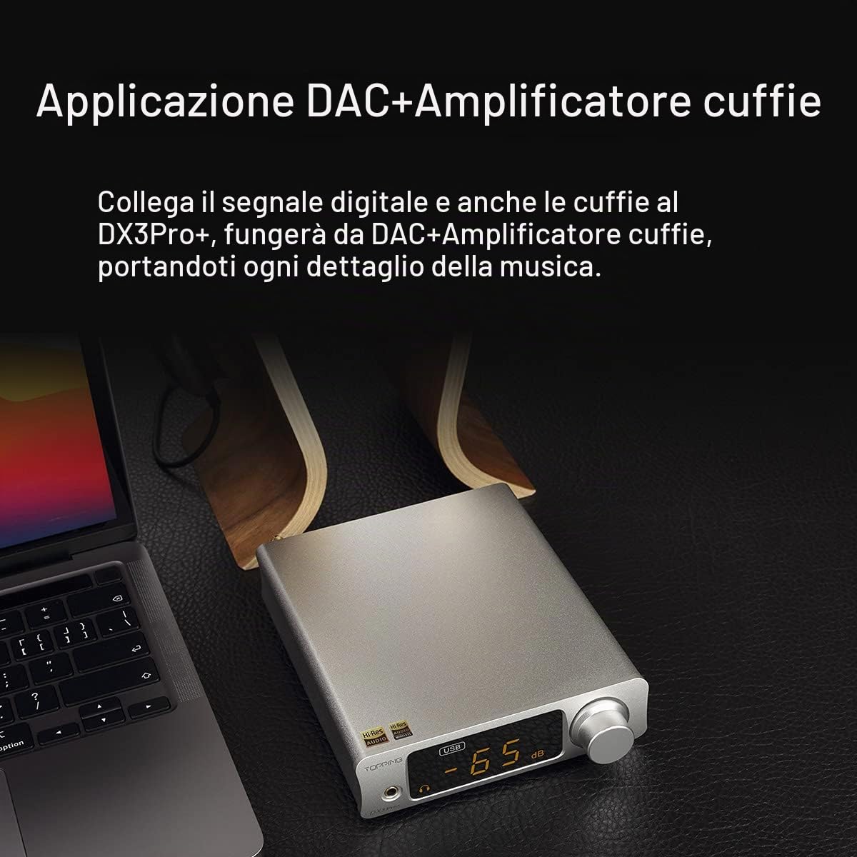 Topping DX3pro+ LDAC Amplificatore per cuffie – ES9038Q2M XU208 NFCA Bluetooth5.0 Decoder audio USB/Opt/Coassiale DAC AMP pre amplificatore con telecomando (nero)