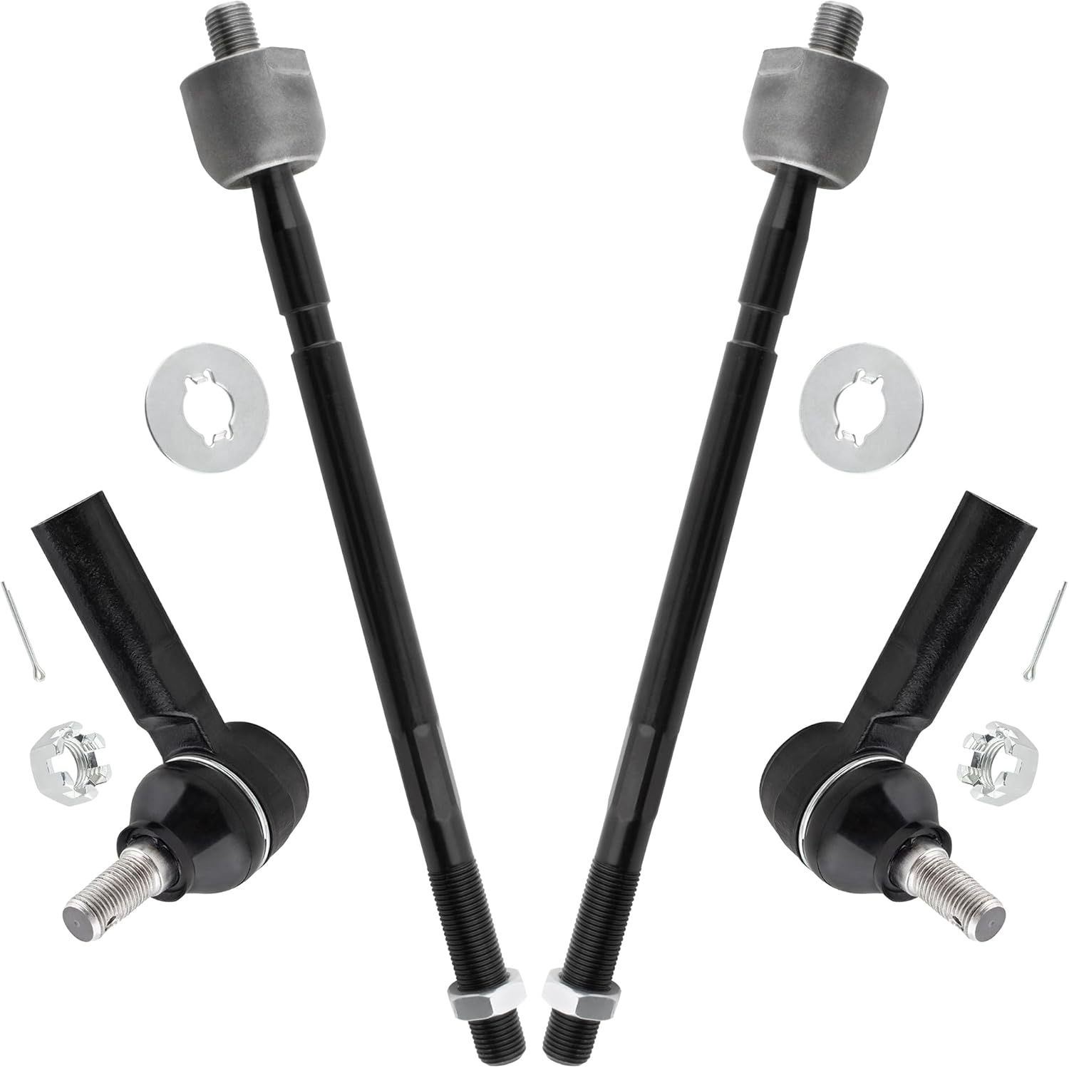 4 Pack Tie Rod End Kit for Toyota Tacoma 2005-2015 RWD, 2pc Inner Tie Rods EV800234 and 2pc Outer Tie Rod End ES80941, Steering Tie Rod End