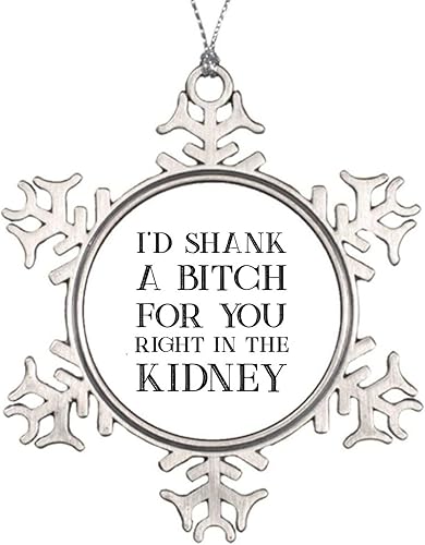 Miniatura 1 de HIGOSS I'd Shank A Bitch for You Right in The Kidney Adornos para árbol de Navidad, pintura de palabras, salpicaduras, redondo, Navidad, cita de