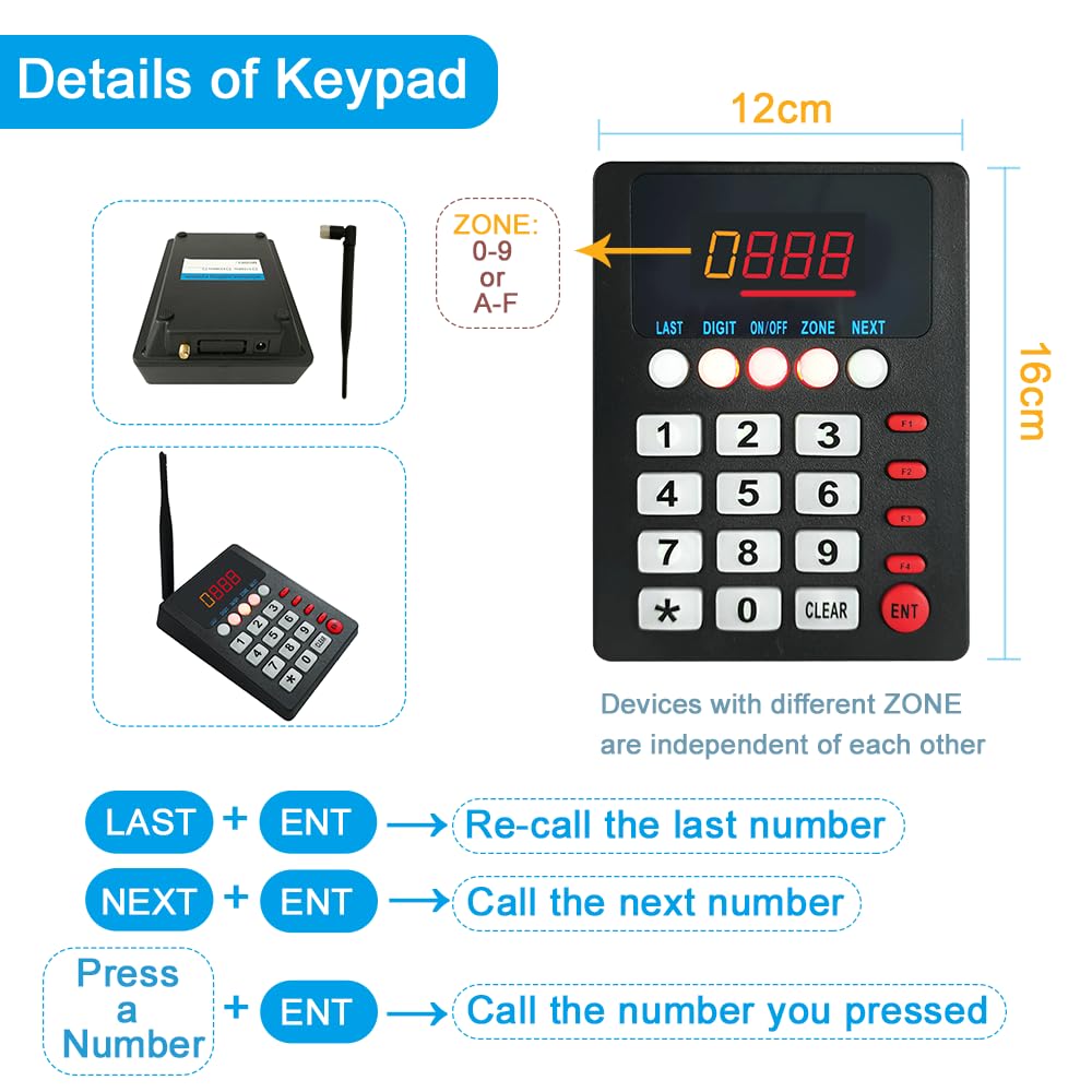 Pantalla Su Turno 3 Digitos | Gestión de Cola | Su Turno Digital, Maquina de Numeros Turnos para Restaurante,Tiendas,Clínica | 2 Pantalla Turno+Mando+Teclado