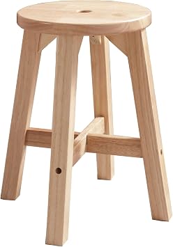 Lestar H18 Wooden Stool, Solid Wood, Round | 18 inch as high as most common chairs, rubberwood made, easy assembly, use for indoor and outdoor