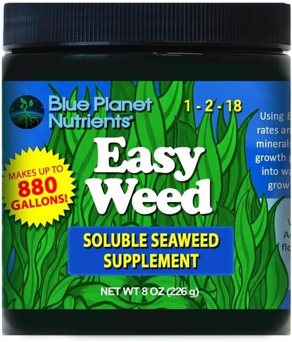 Easy Weed Soluble Seaweed (8 oz) Soluble Kelp Supplement | for All Plants & Gardens | Makes UP to 880 GALLONS | Blue Planet Nutrients