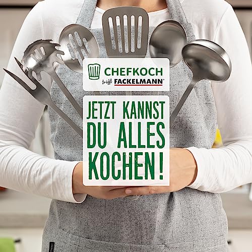Chefkoch trifft Fackelmann Schöpflöffel – Zum Servieren und Schöpfen von Suppen und Eintöpfen, Edelstahl in mattem Look – Suppenkelle spülmaschinengeeignet