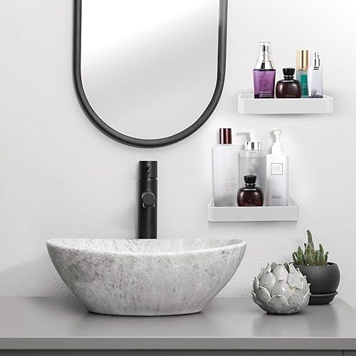 Miniatura 5 de Z metnal Estantes pequeños de vidrio para baño, estante flotante de pared blanco, mini montado en la pared (vidrio transparente blanco, 8