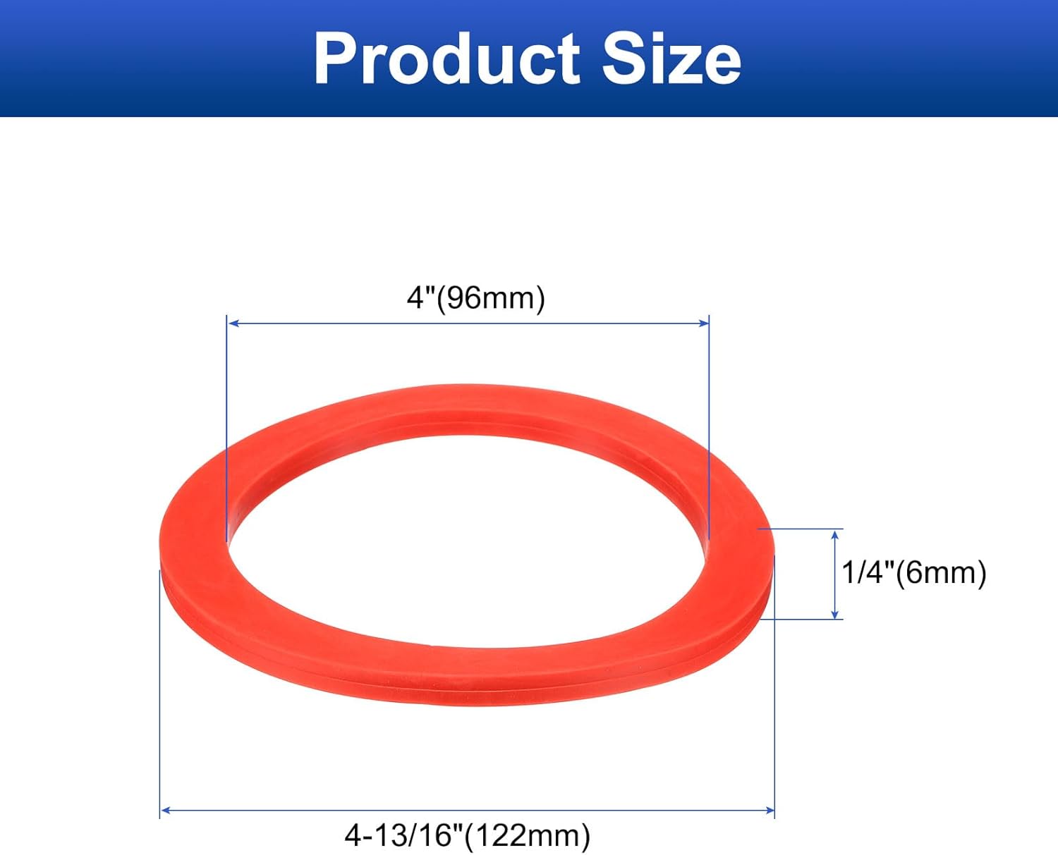 uxcell 12 Pcs Solid Silicone Flat Washer DN100 4-13/16" OD x 4" ID x 1/4" Thickness Large Washers O Ring Sealing Gaskets, Industrial Flat silicone Spacer, Red