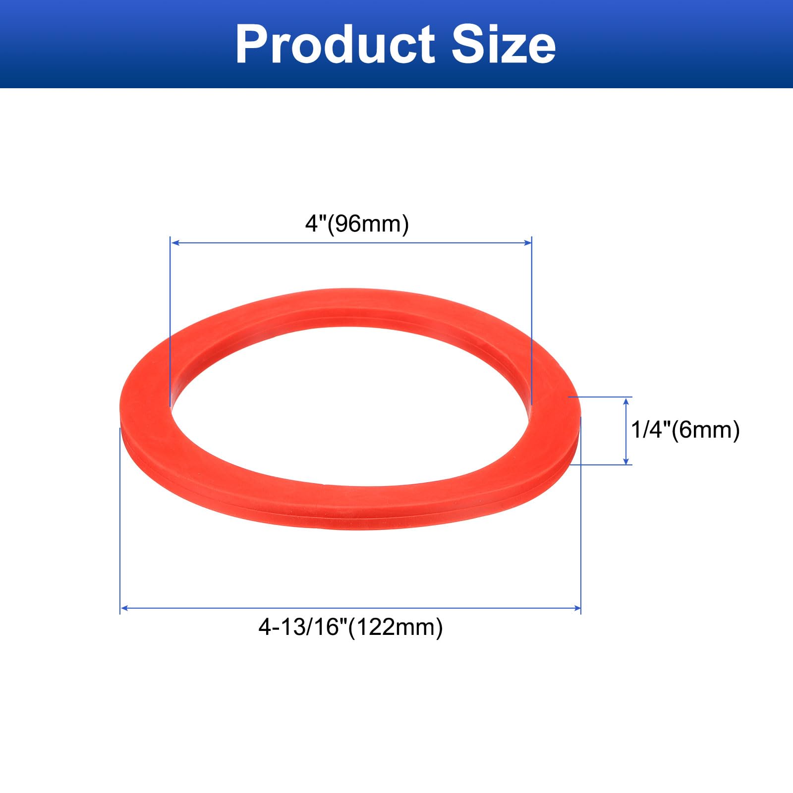 Uxcell 12-Pack Solid Silicone Flat Washers – DN32 1-13/16" OD X 1-3/8" ID X 1/4" Thick, Red Rubber Gaskets For Sealing & Spacing