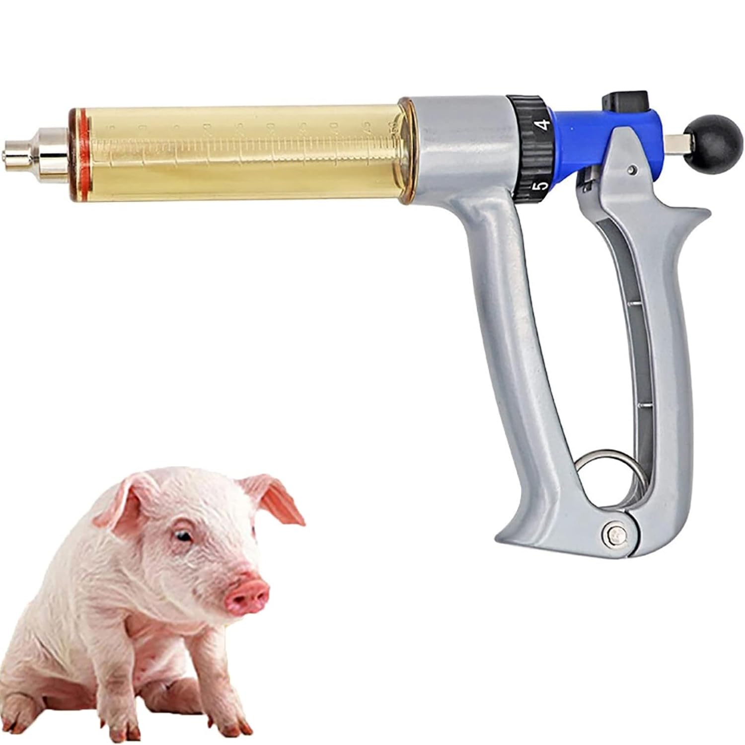 Liuliq Livestock Syringe, Continuous Syringe Animal Injector Gun With Clearly Graduated And Precise Injections, Continuous Injection Volume Adjustable, Easy To Operate For Goat, Pig, Cattle & Farm Use