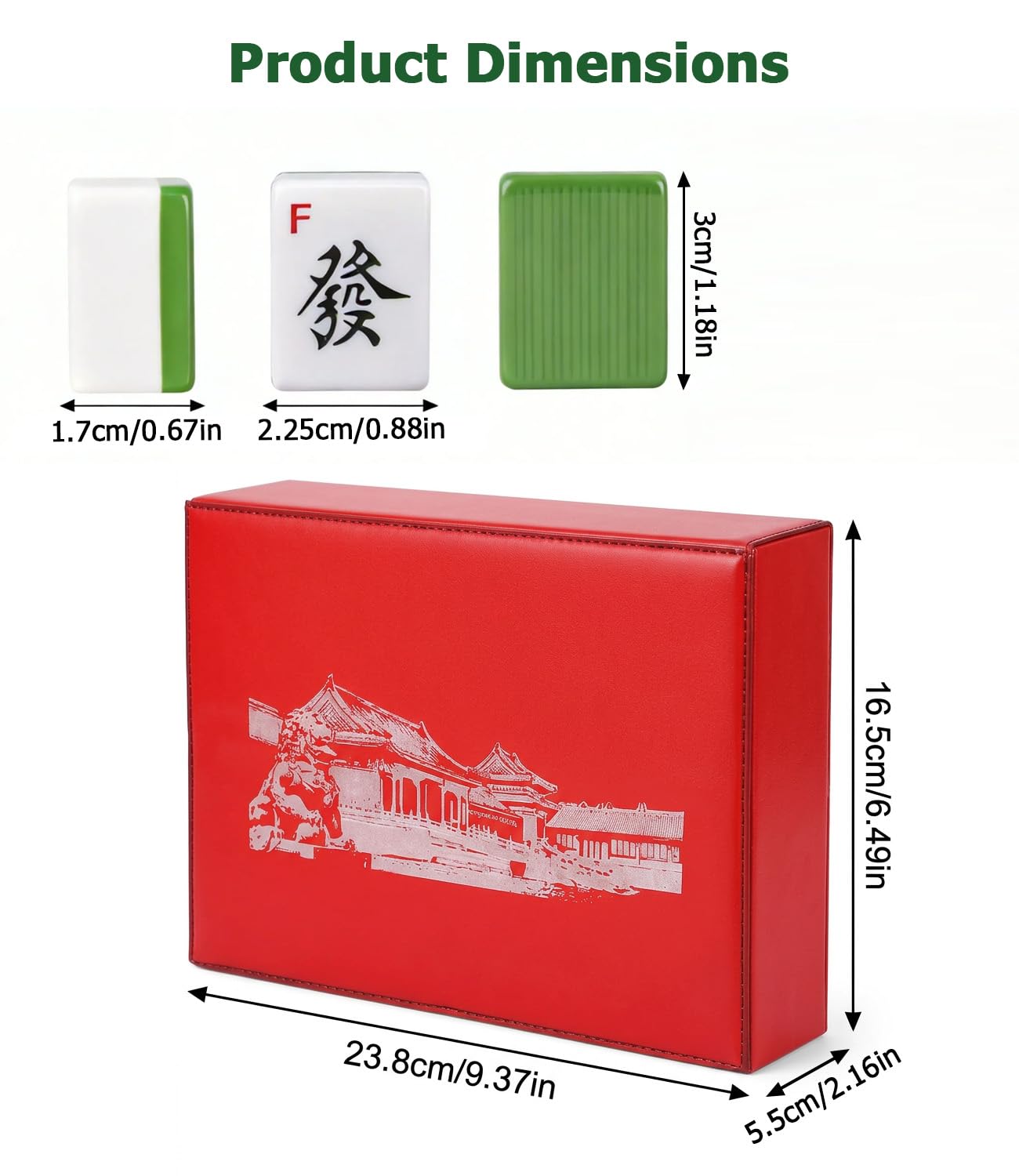 TVOOD Mahjong Set Full Size with Numbers 144Pcs Mahjong Tiles (362720mm) Portable Mahjongs Game Set with 3 Dice and Carrying Travel Case for Family Party Play - Image 2