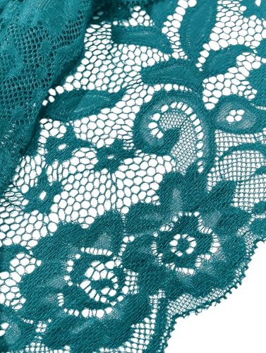 Image of Lilosy Sexy Sheer Floral Lace Pajamas Lingerie Set High Waist Sleepwear Bra and Panty 2 Piece Nightwear