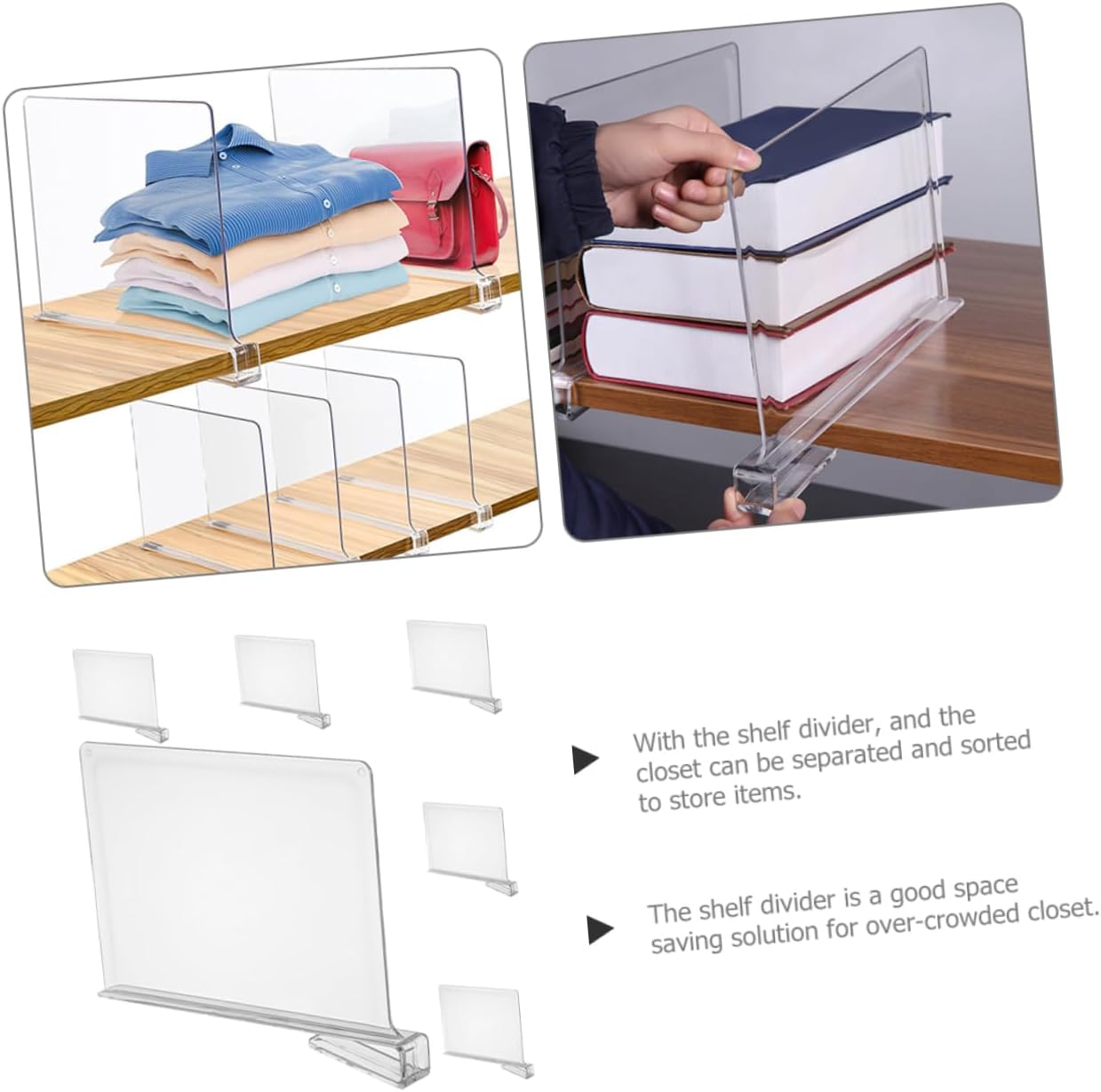 CHILDWEET 6pcs Shelf Dividers Wardrobe Closet Separators Bookshelf Cubby Storage Easy to Assemble