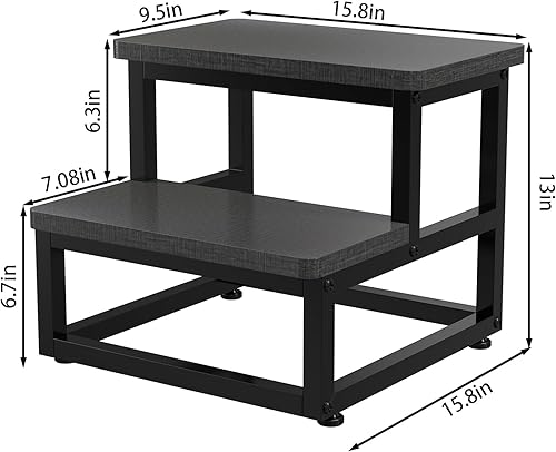 Miniatura 8 de YAKANJ Taburetes para adultos y niños, taburete resistente para cocina y baño, soporta hasta 500 libras de capacidad, marco de metal, tela gris
