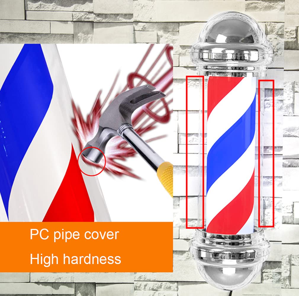 Lampy ścienne Barber Pole Light LED Outdoor Classic Hair Salon Barber Shop Open Sign Red White Blue Strips Rotacyjne dekoracyjne wodoodporne Oszczędzające energię Lampy ścienn，Blueandwhite
