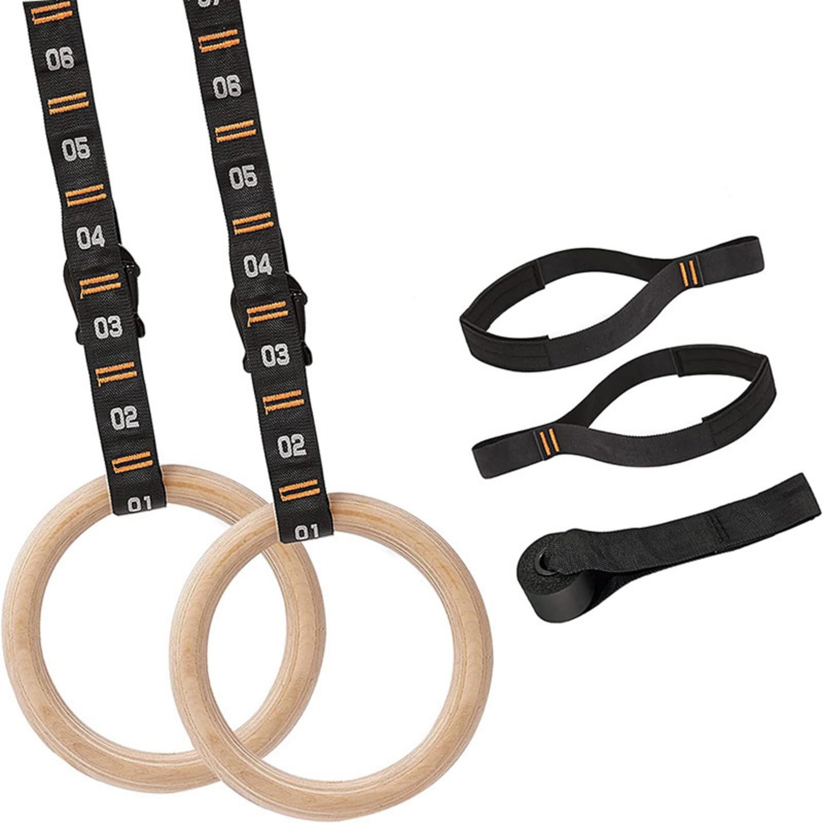 Gymnastic Rings Wooden Gym Rings with Adjustable Numbered Straps,Olympic Rings for Core Workout, Crossfit, Body-weight Training