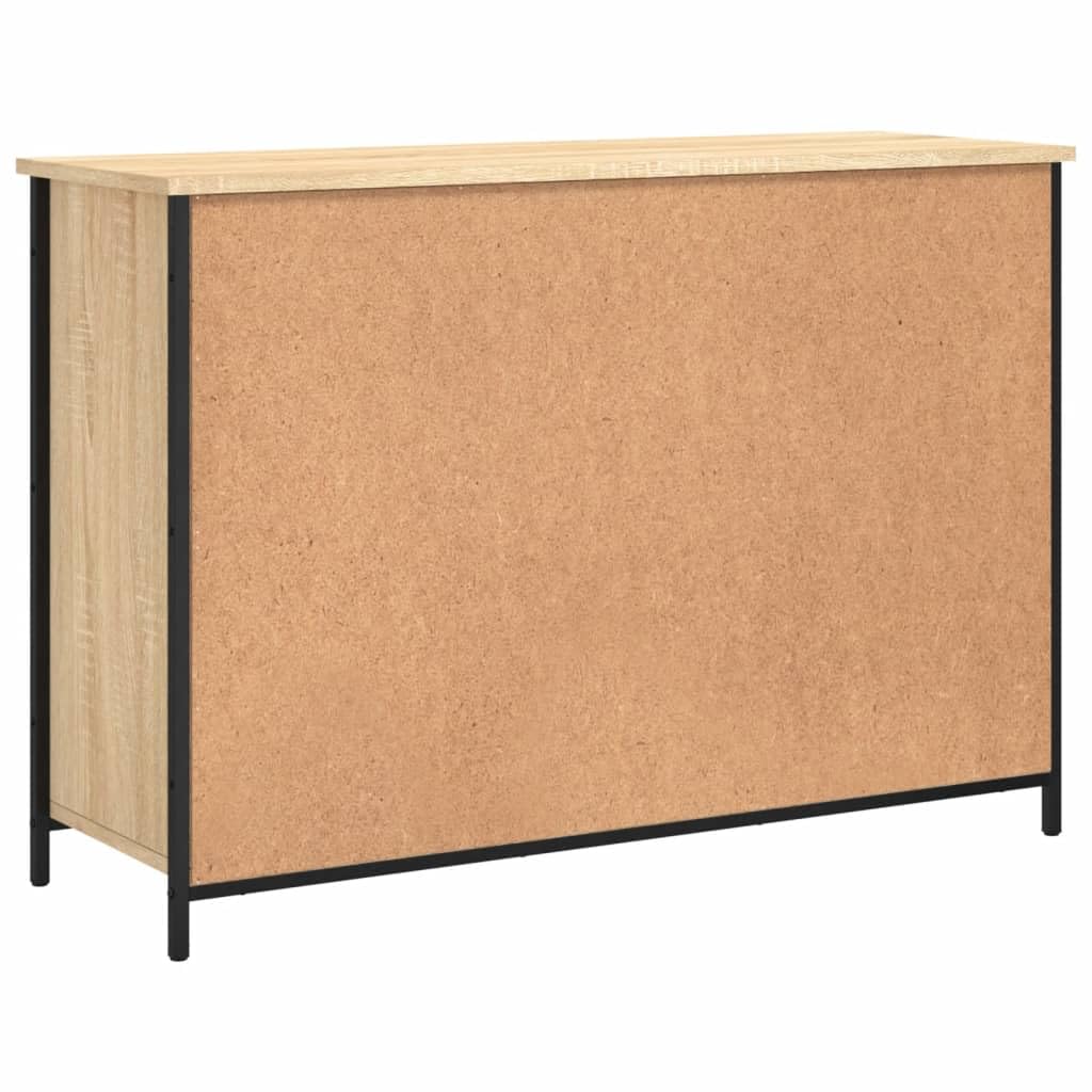 Credenza Rovere Sonoma 100x35x70 cm in Legno Multistrato e Vetro